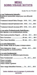 tarif soins visage